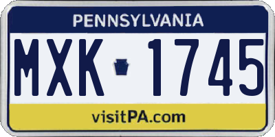 PA license plate MXK1745