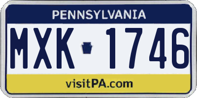 PA license plate MXK1746