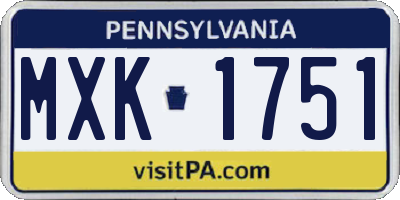 PA license plate MXK1751