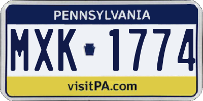 PA license plate MXK1774