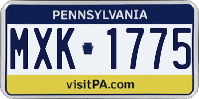 PA license plate MXK1775
