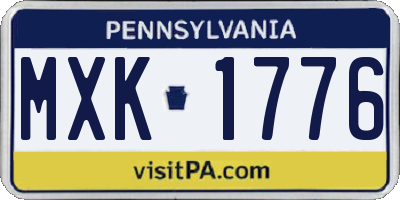 PA license plate MXK1776