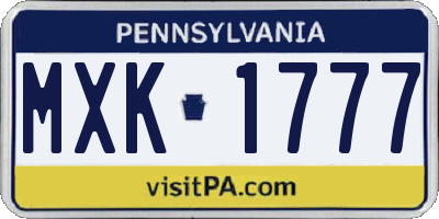 PA license plate MXK1777