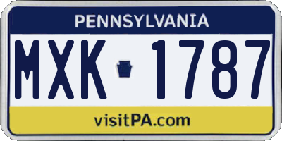 PA license plate MXK1787