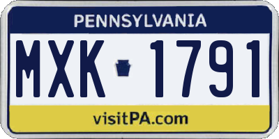 PA license plate MXK1791