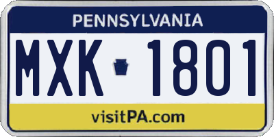 PA license plate MXK1801