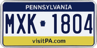 PA license plate MXK1804