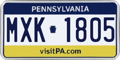PA license plate MXK1805