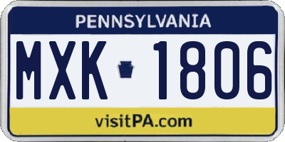 PA license plate MXK1806