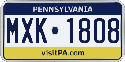 PA license plate MXK1808