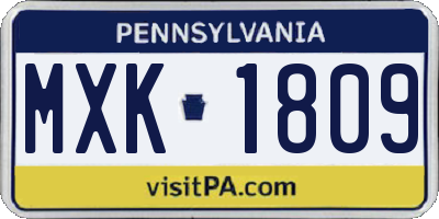 PA license plate MXK1809