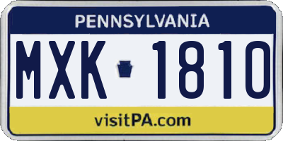 PA license plate MXK1810