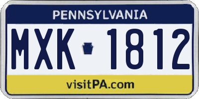 PA license plate MXK1812