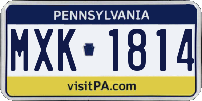 PA license plate MXK1814