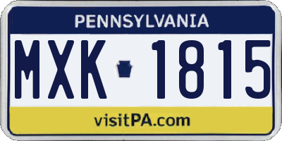 PA license plate MXK1815