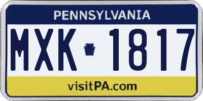 PA license plate MXK1817