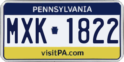 PA license plate MXK1822