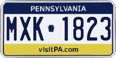 PA license plate MXK1823