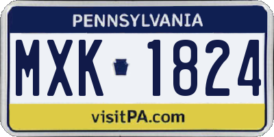 PA license plate MXK1824