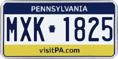 PA license plate MXK1825