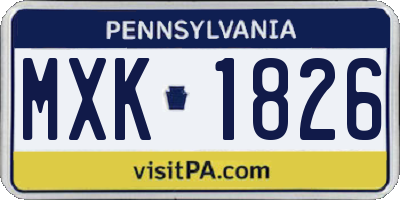 PA license plate MXK1826