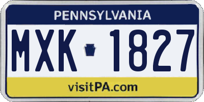 PA license plate MXK1827