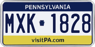 PA license plate MXK1828