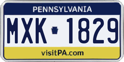 PA license plate MXK1829