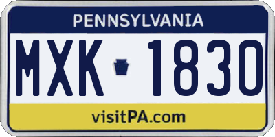 PA license plate MXK1830