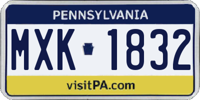 PA license plate MXK1832