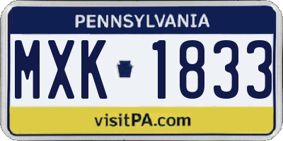 PA license plate MXK1833