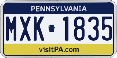 PA license plate MXK1835