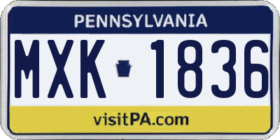 PA license plate MXK1836
