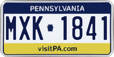 PA license plate MXK1841