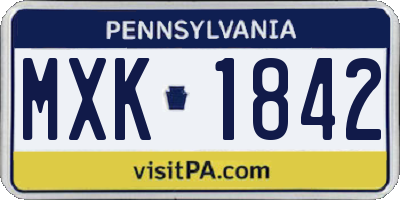 PA license plate MXK1842