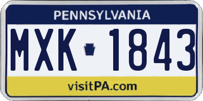 PA license plate MXK1843