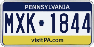 PA license plate MXK1844