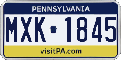 PA license plate MXK1845