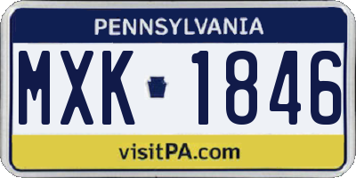 PA license plate MXK1846