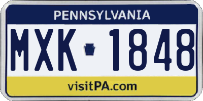 PA license plate MXK1848