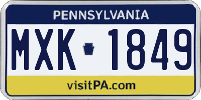 PA license plate MXK1849