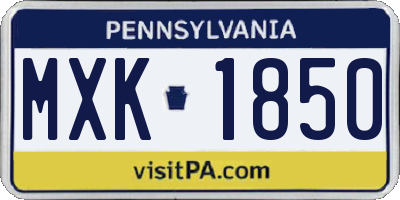 PA license plate MXK1850