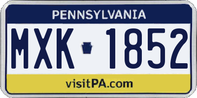 PA license plate MXK1852