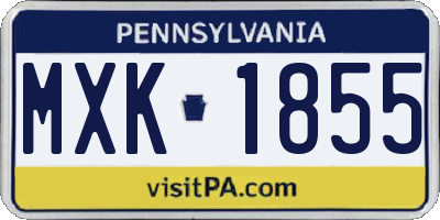 PA license plate MXK1855