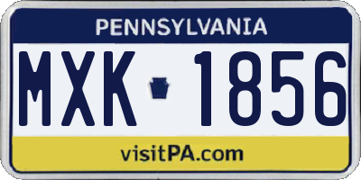 PA license plate MXK1856