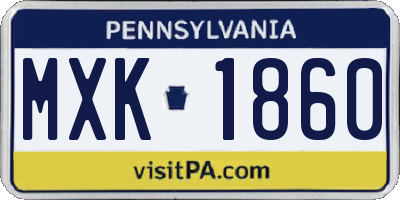 PA license plate MXK1860