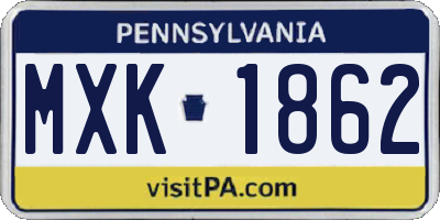 PA license plate MXK1862
