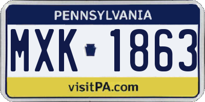 PA license plate MXK1863