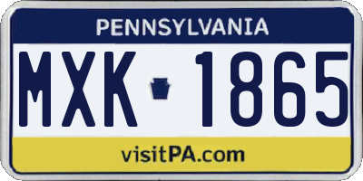 PA license plate MXK1865