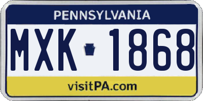PA license plate MXK1868